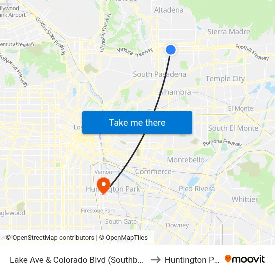 Lake Ave & Colorado Blvd (Southbound) to Huntington Park map