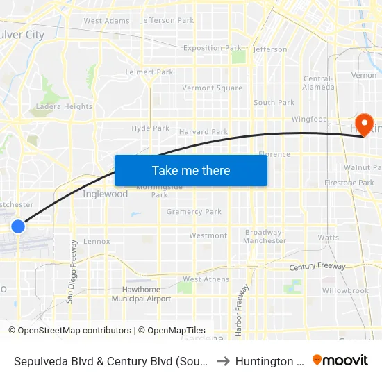 Sepulveda Blvd & Century Blvd (Southbound) to Huntington Park map