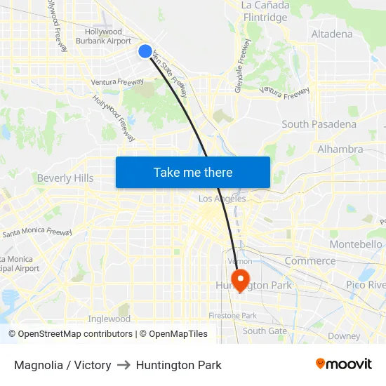Magnolia / Victory to Huntington Park map