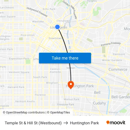 Temple St & Hill St (Westbound) to Huntington Park map