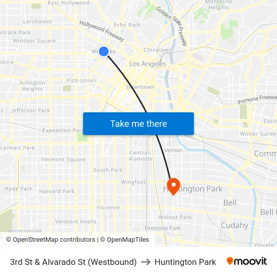 3rd St & Alvarado St (Westbound) to Huntington Park map