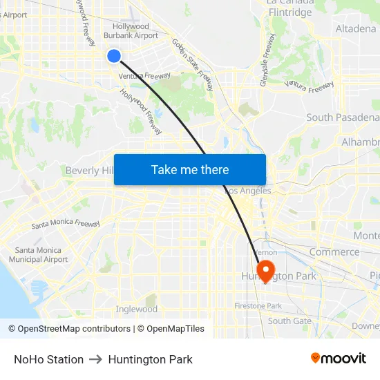 NoHo Station to Huntington Park map