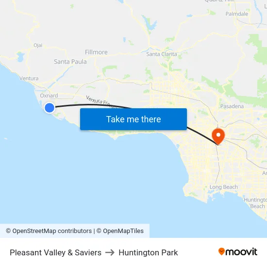 Pleasant Valley & Saviers to Huntington Park map