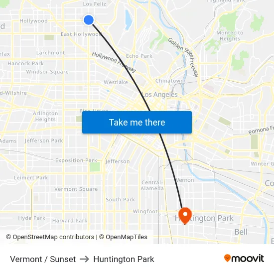 Vermont / Sunset to Huntington Park map