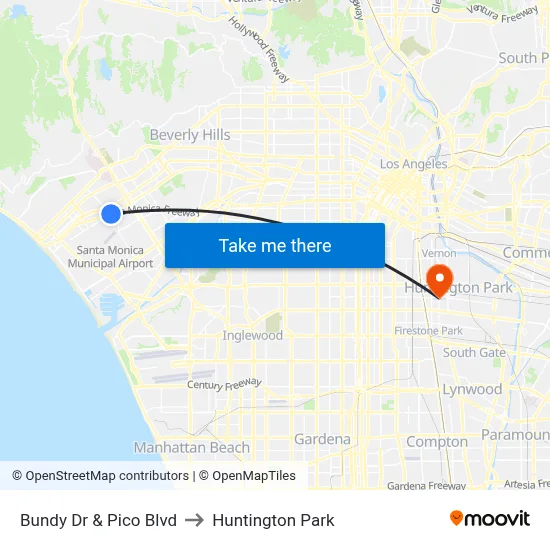 Bundy Dr & Pico Blvd to Huntington Park map