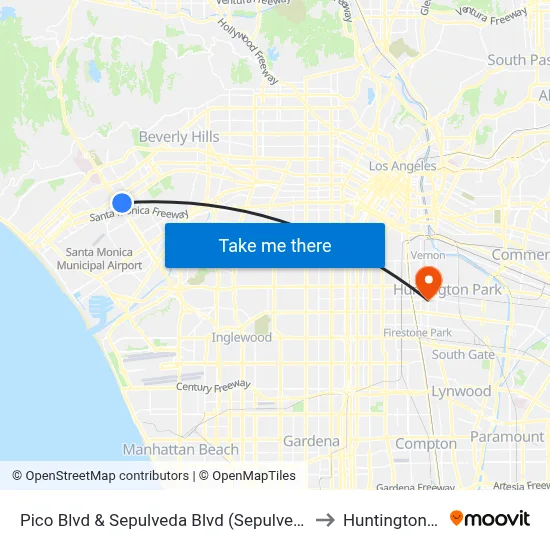 Pico Blvd & Sepulveda Blvd (Sepulveda Station) to Huntington Park map