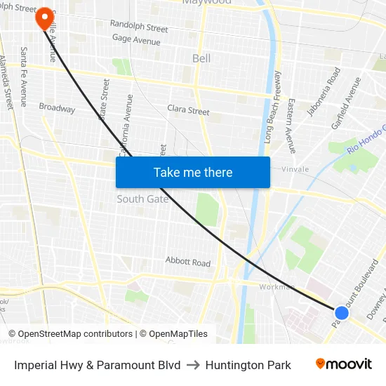 Imperial Hwy & Paramount Blvd to Huntington Park map