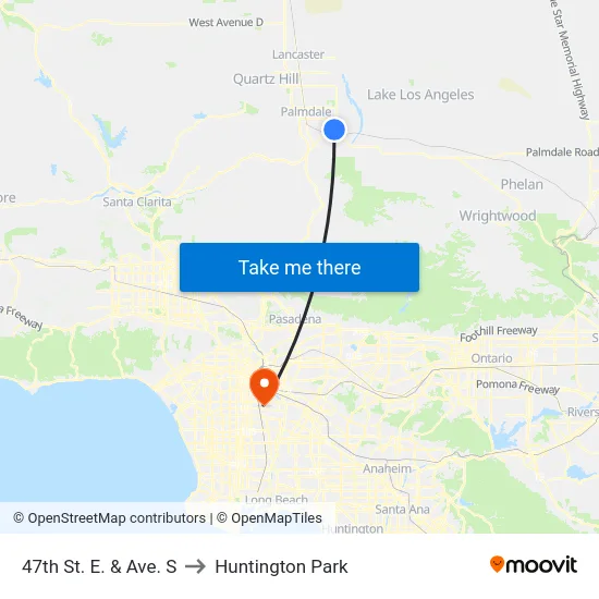 47th St. E. & Ave. S to Huntington Park map