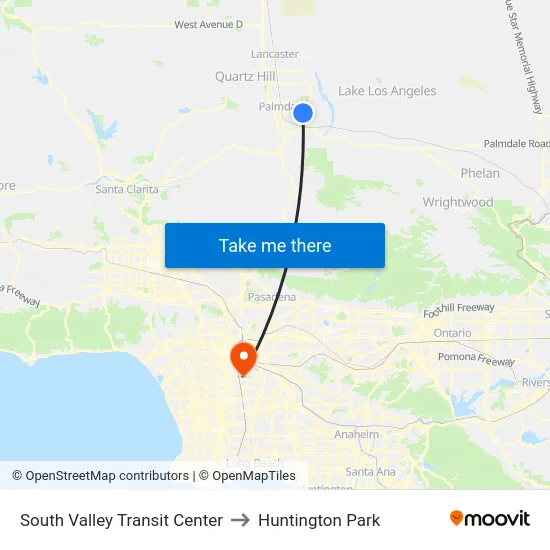 South Valley Transit Center to Huntington Park map