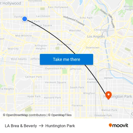 LA Brea & Beverly to Huntington Park map