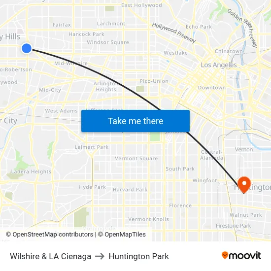 Wilshire & LA Cienaga to Huntington Park map