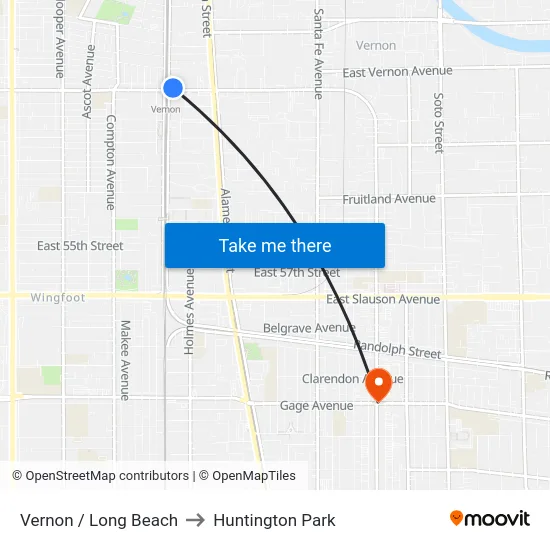 Vernon / Long Beach to Huntington Park map