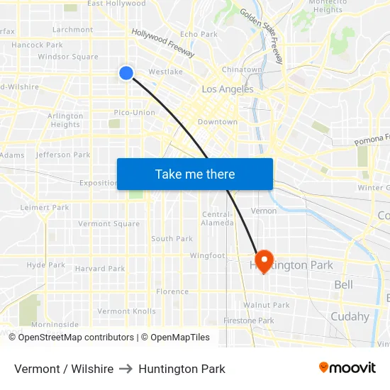 Vermont / Wilshire to Huntington Park map