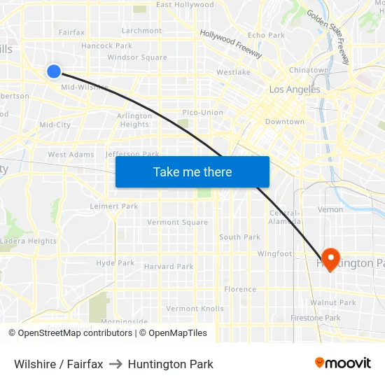 Wilshire / Fairfax to Huntington Park map