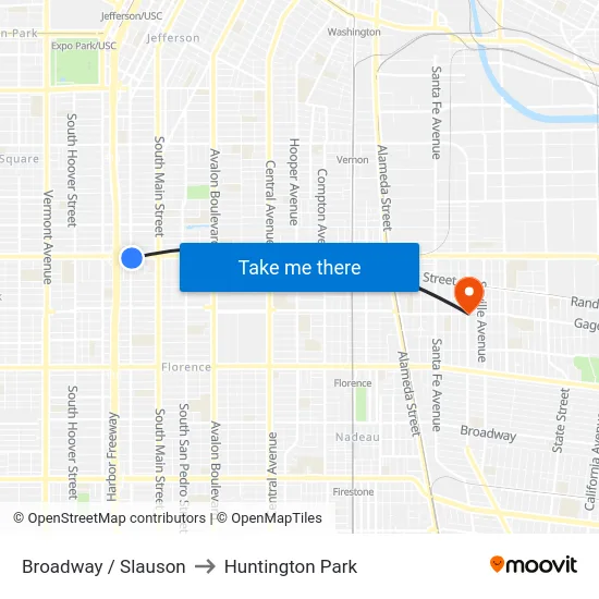 Broadway / Slauson to Huntington Park map