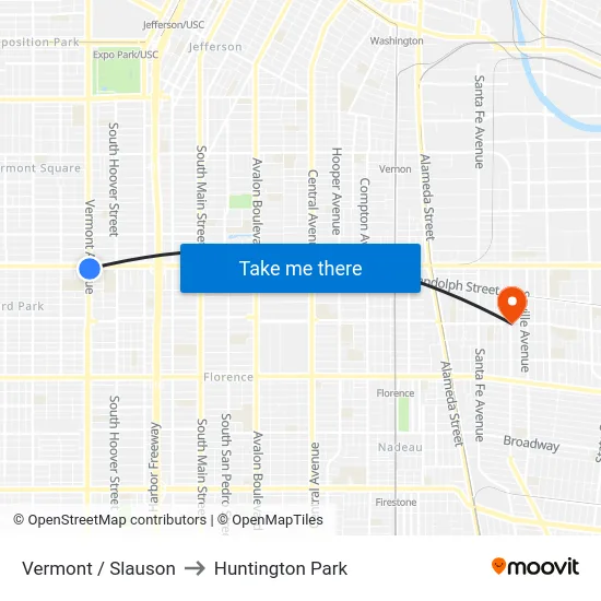 Vermont / Slauson to Huntington Park map