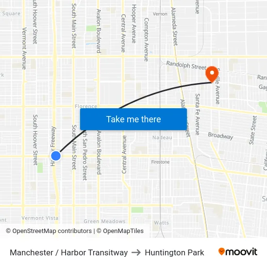 Manchester / Harbor Transitway to Huntington Park map