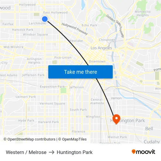 Western / Melrose to Huntington Park map