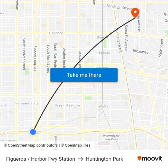 Figueroa / Harbor Fwy Station to Huntington Park map