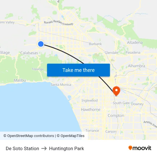De Soto Station to Huntington Park map