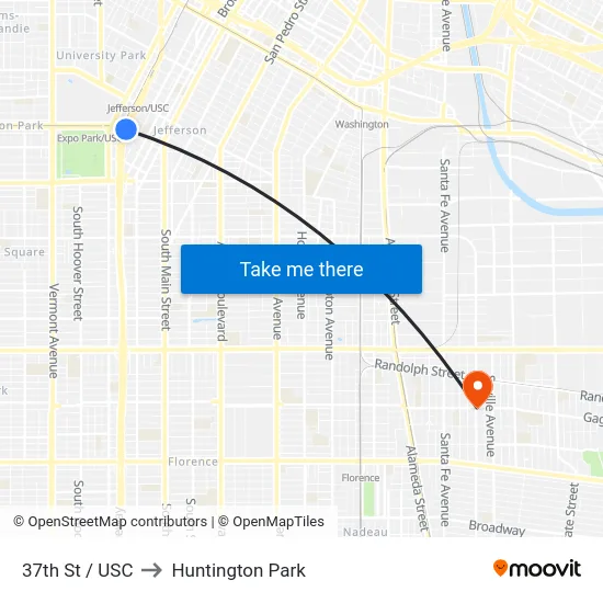 37th St / USC to Huntington Park map