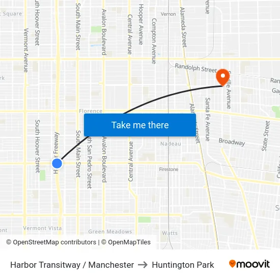 Harbor Transitway / Manchester to Huntington Park map