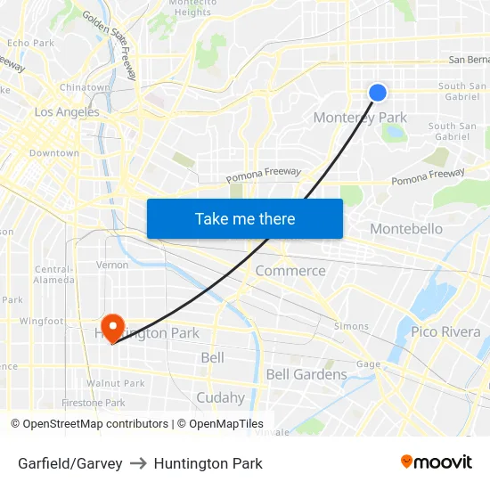 Garfield/Garvey to Huntington Park map
