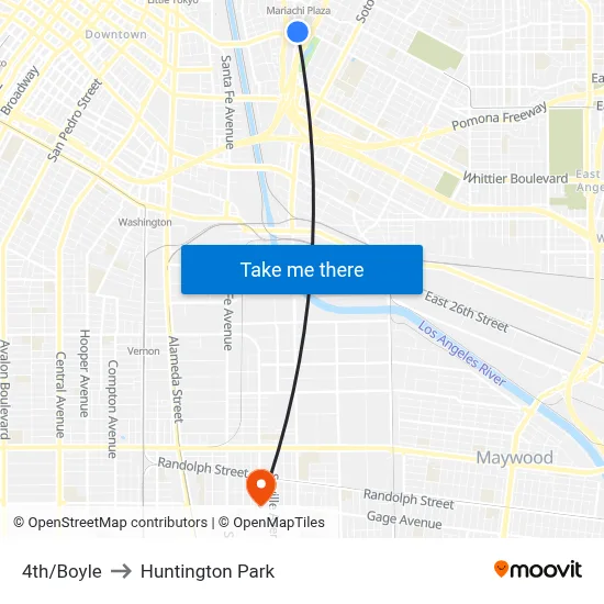4th/Boyle to Huntington Park map