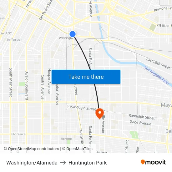 Washington/Alameda to Huntington Park map