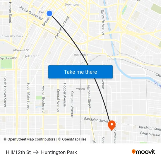 Hill/12th St to Huntington Park map