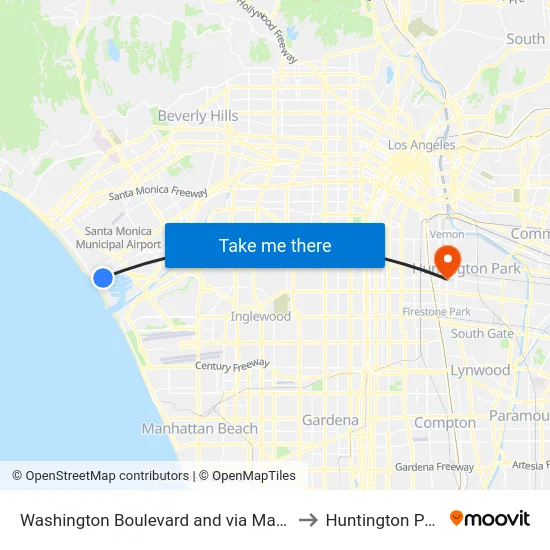 Washington Boulevard and via Marina to Huntington Park map