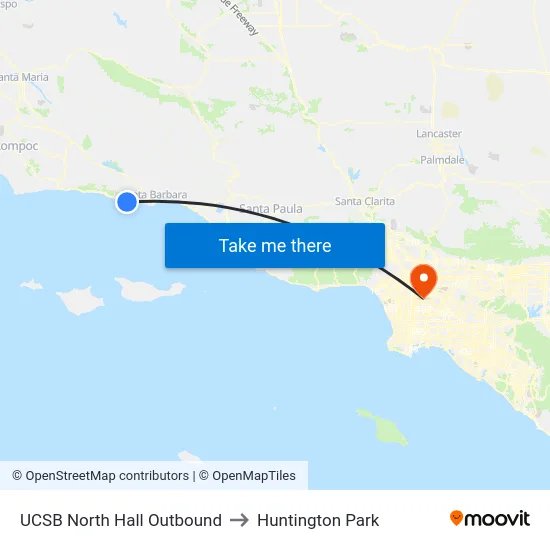 UCSB North Hall Outbound to Huntington Park map
