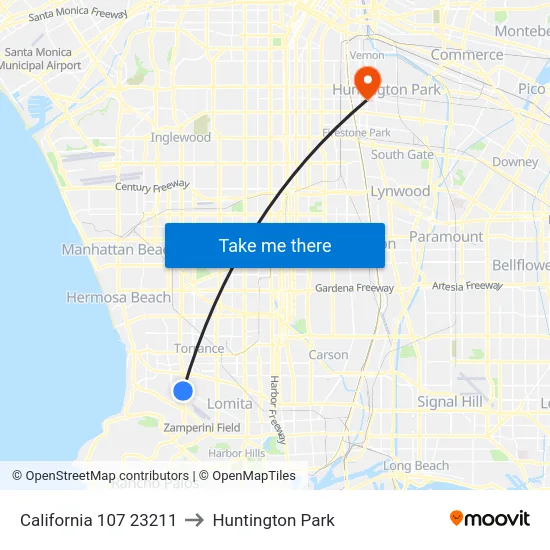 California 107 23211 to Huntington Park map