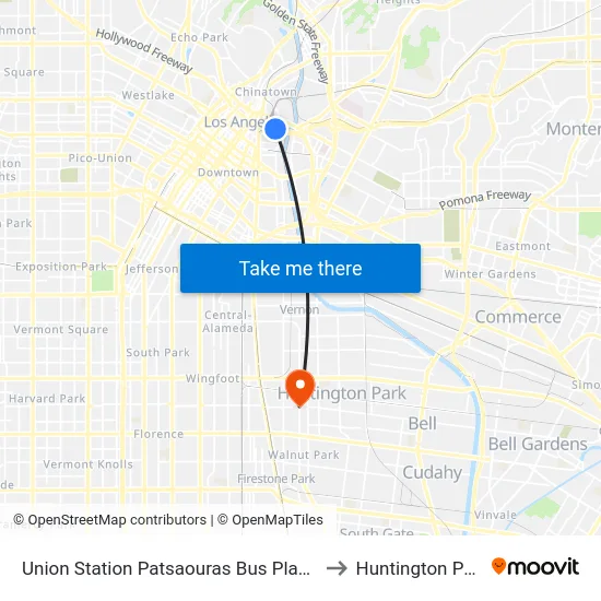 Union Station Patsaouras Bus Plaza E to Huntington Park map