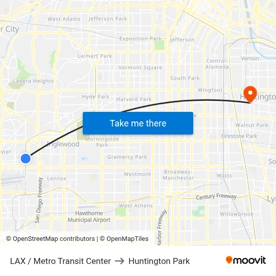 LAX / Metro Transit Center to Huntington Park map