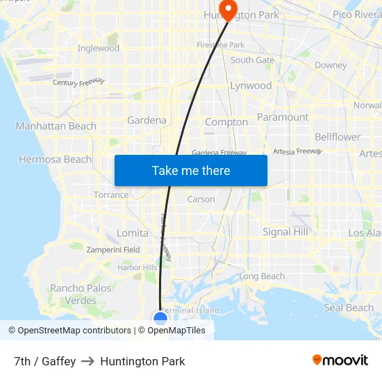 7th / Gaffey to Huntington Park map