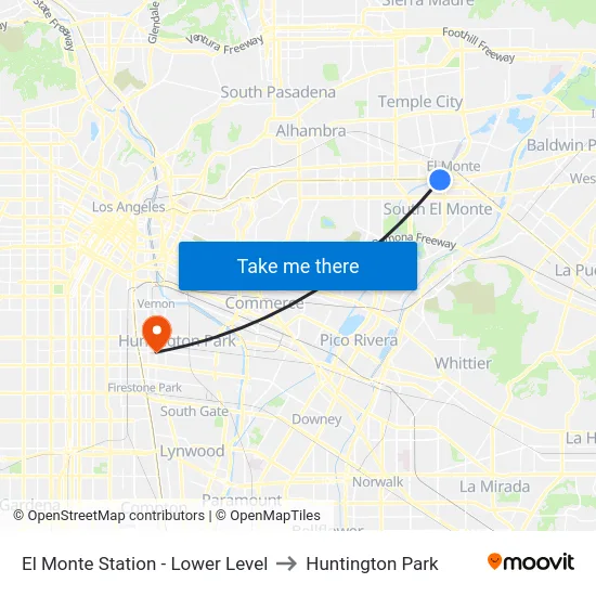 El Monte Station - Lower Level to Huntington Park map