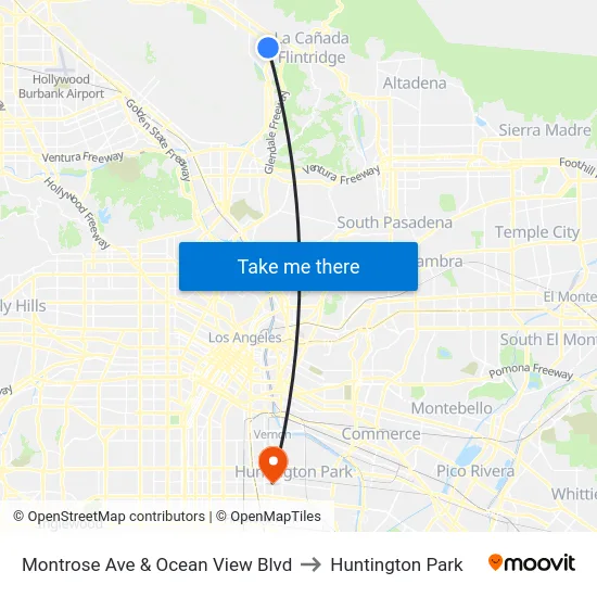 Montrose Ave & Ocean View Blvd to Huntington Park map