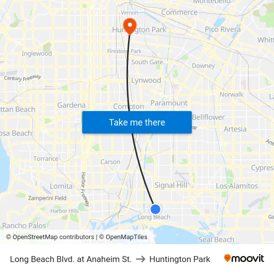 Long Beach Blvd. at Anaheim St. to Huntington Park map