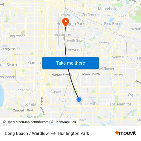 Long Beach / Wardlow to Huntington Park map