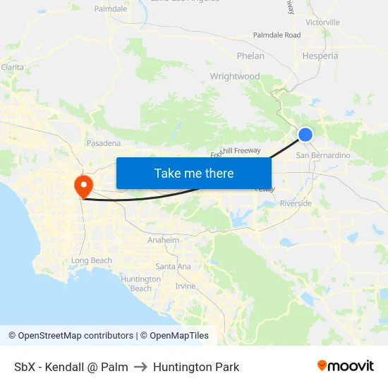 SbX - Kendall @ Palm to Huntington Park map