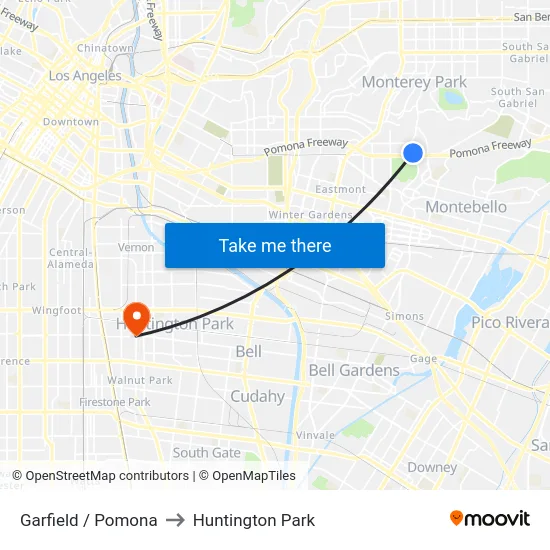 Garfield / Pomona to Huntington Park map