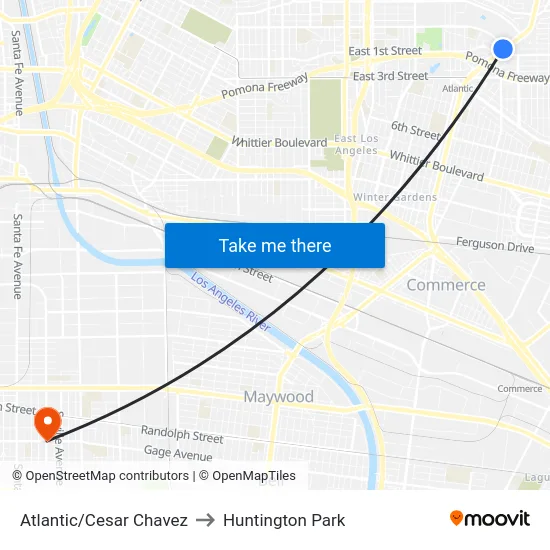 Atlantic/Cesar Chavez to Huntington Park map