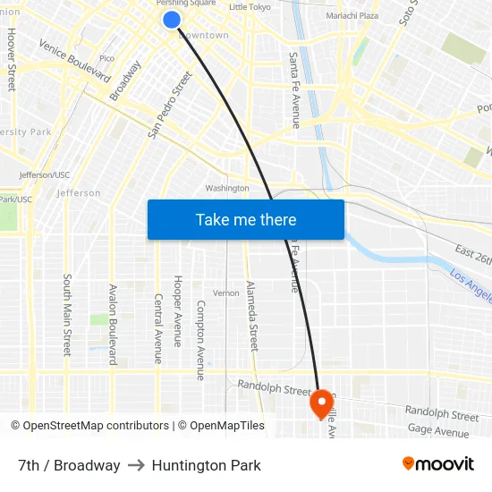 7th / Broadway to Huntington Park map