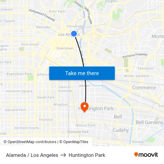 Alameda / Los Angeles to Huntington Park map