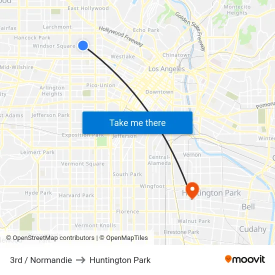 3rd / Normandie to Huntington Park map