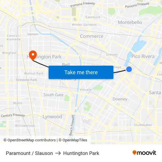 Paramount / Slauson to Huntington Park map