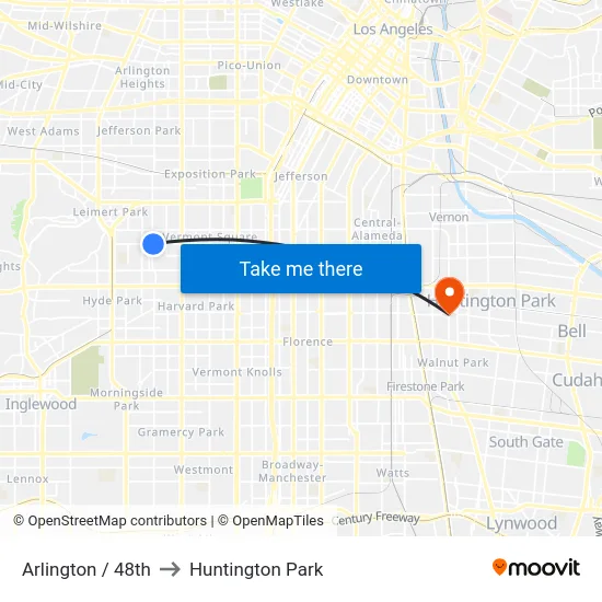 Arlington / 48th to Huntington Park map