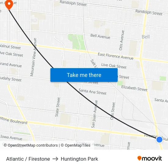 Atlantic / Firestone to Huntington Park map