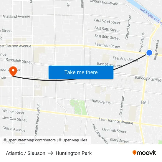Atlantic / Slauson to Huntington Park map